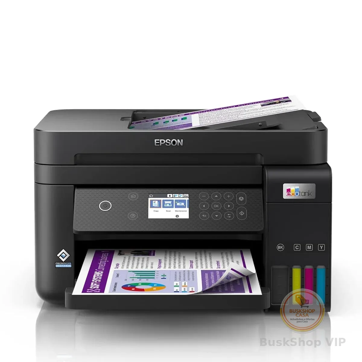 EPSON Multifuncional EcoTank L6270 - Tanque de Tinta Colorida, Wi-Fi Direct, Ethernet, Frente e Verso Automático, ADF, Bivolt, Preto