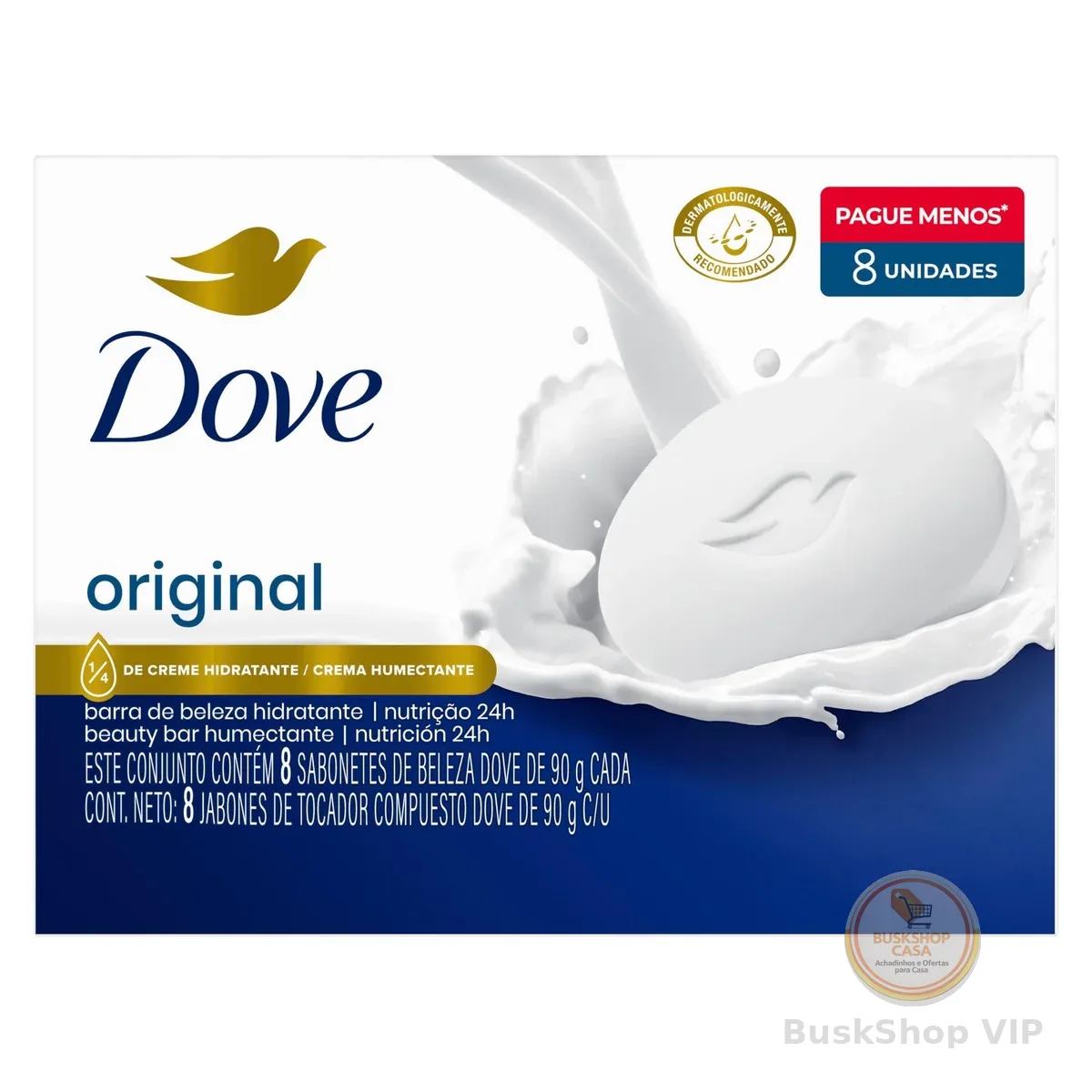 Dove Sabonete Em Barra Branco 90G - 8 Unidades