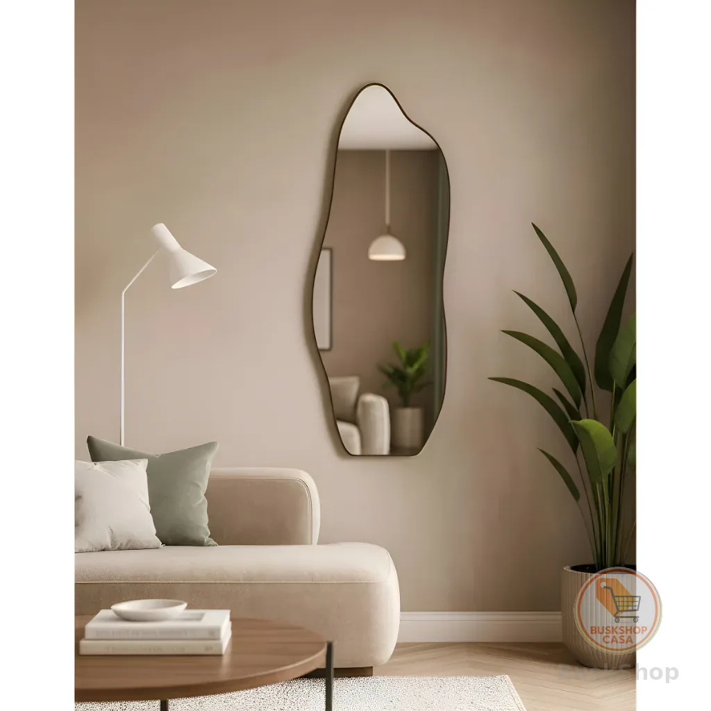 Espelho Decorativos Couro 100cm x 35cm Quart Salão Hall Sala