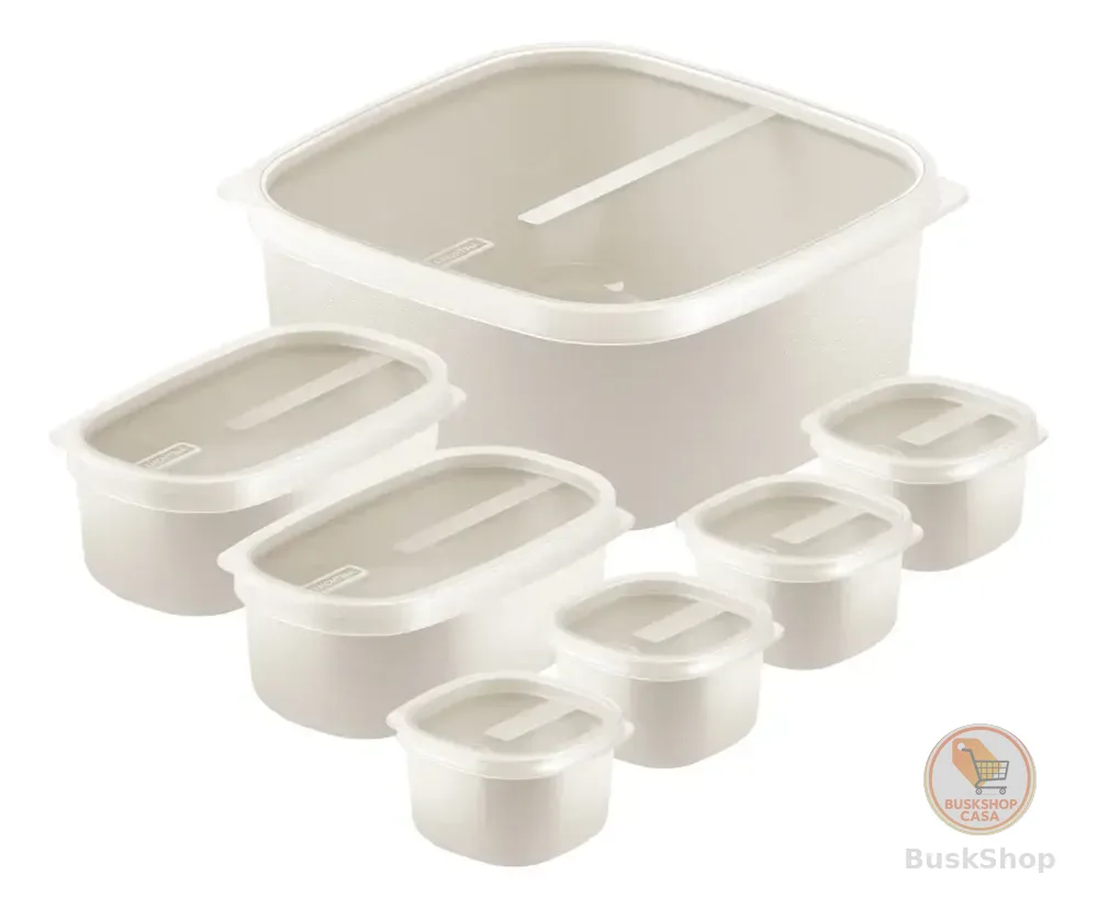 Kit Pote Hermético Tramontina 7 Plástico Bpa Free Cor Bege
