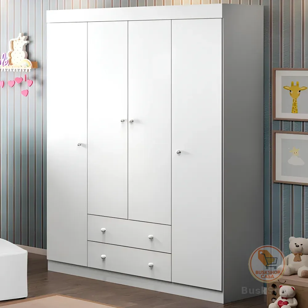 Guarda Roupa Infantil Eliza Com 4 Portas - Branco