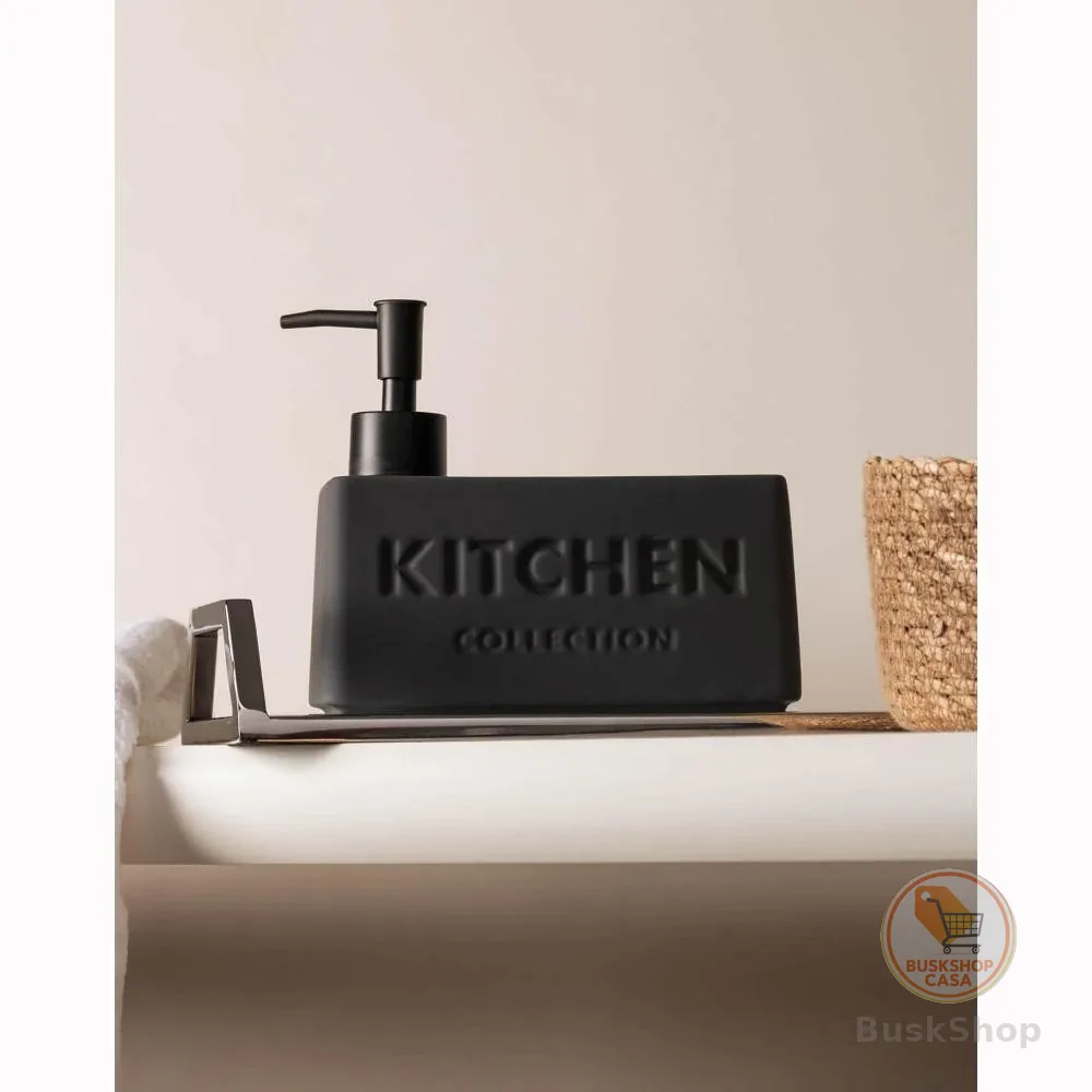 Porta Detergente Líquido Soft Touch de Cerâmica Cinza 380ml