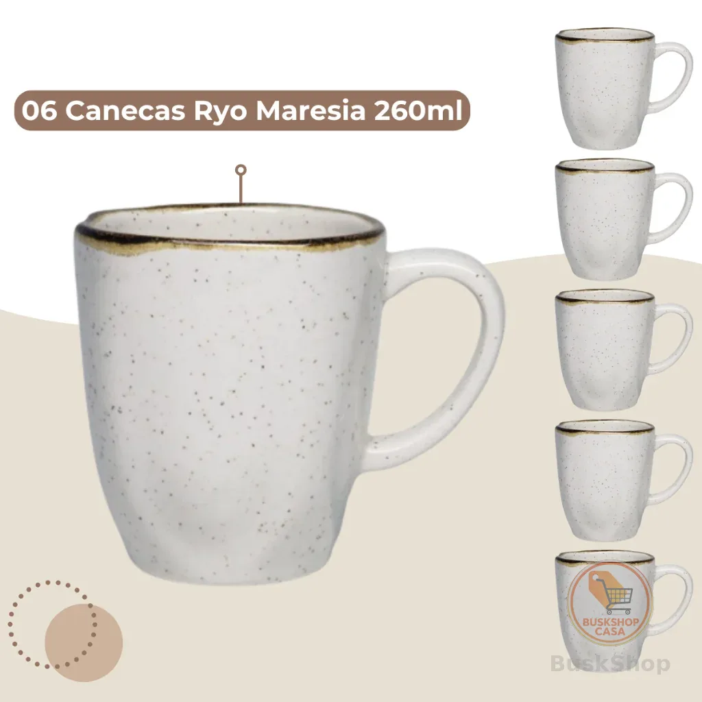 Jogo 6 Canecas Café Chá Ryo Maresia 260ml Oxford Porcelanas