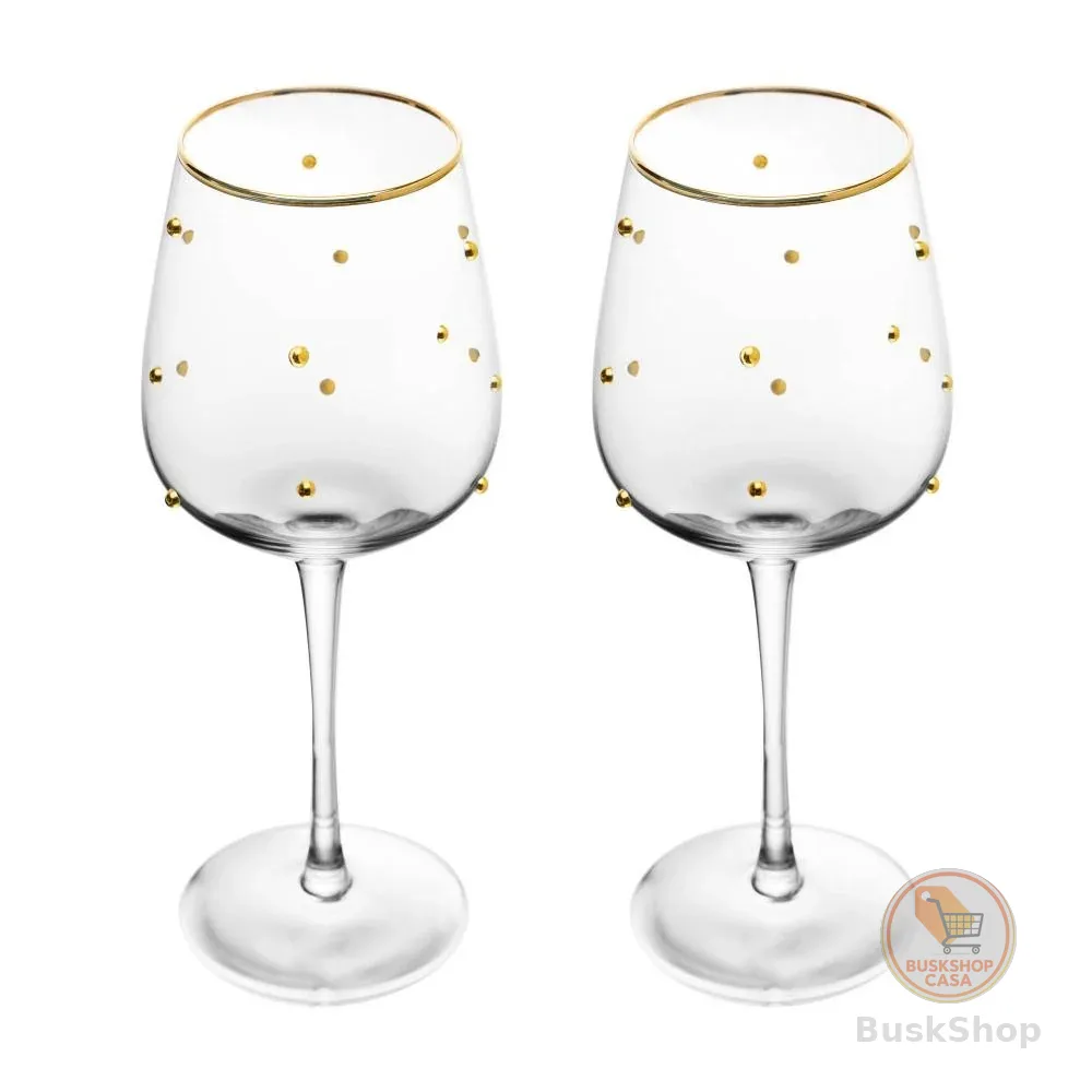 Jogo 2 Taças Para Vinhos Balls Fio De Ouro 350ml Vidro - Wolff