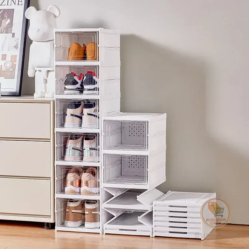 Sapateira Dobrável de Plástico com 6 Prateleiras Para 12 Pares – Branco
