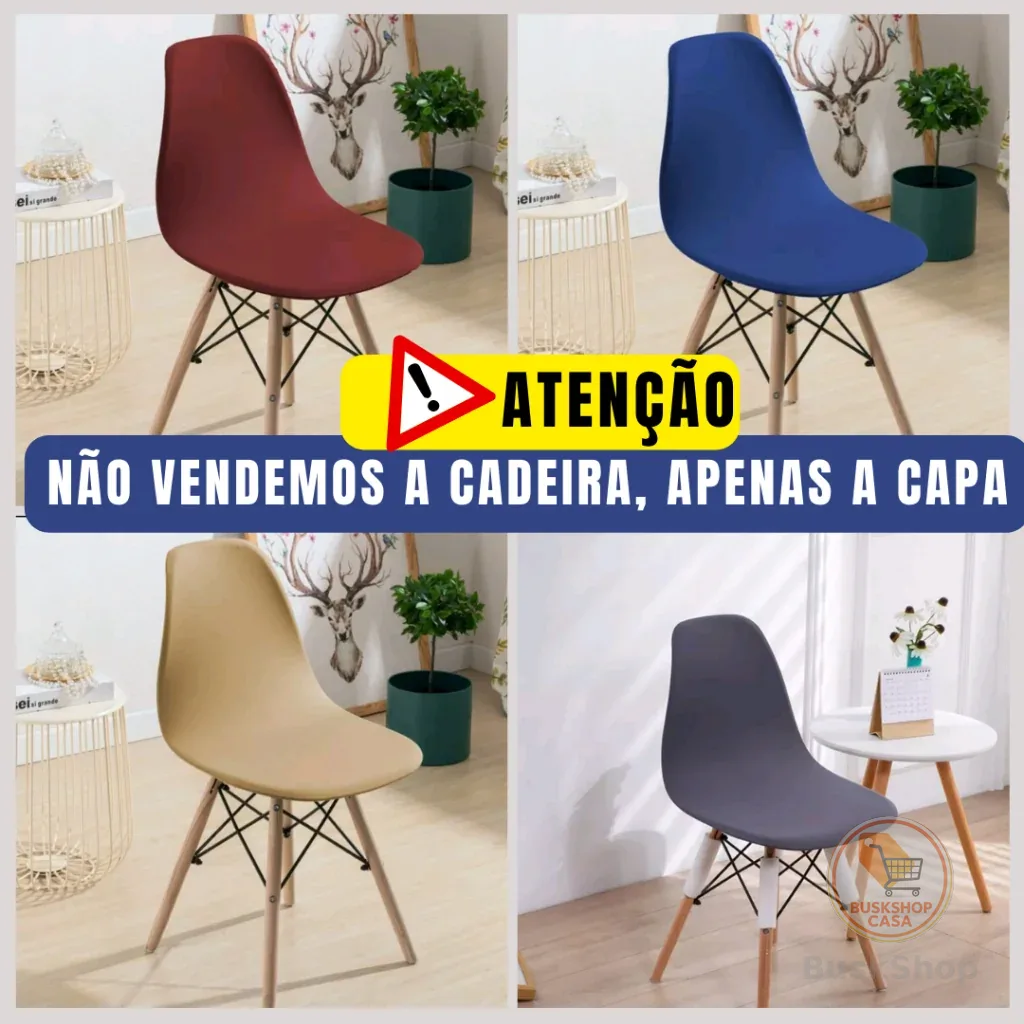 Capa para Cadeira Charles Eames Eiffel Luxo Soft Cores Lisas - Envio Imediato