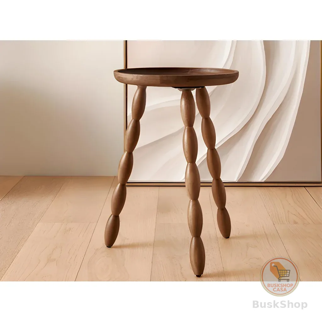Mesa Decorativa Redonda De Canto Sala Em Madeira Natural Grande Rústica Boleada Multiuso Rústica