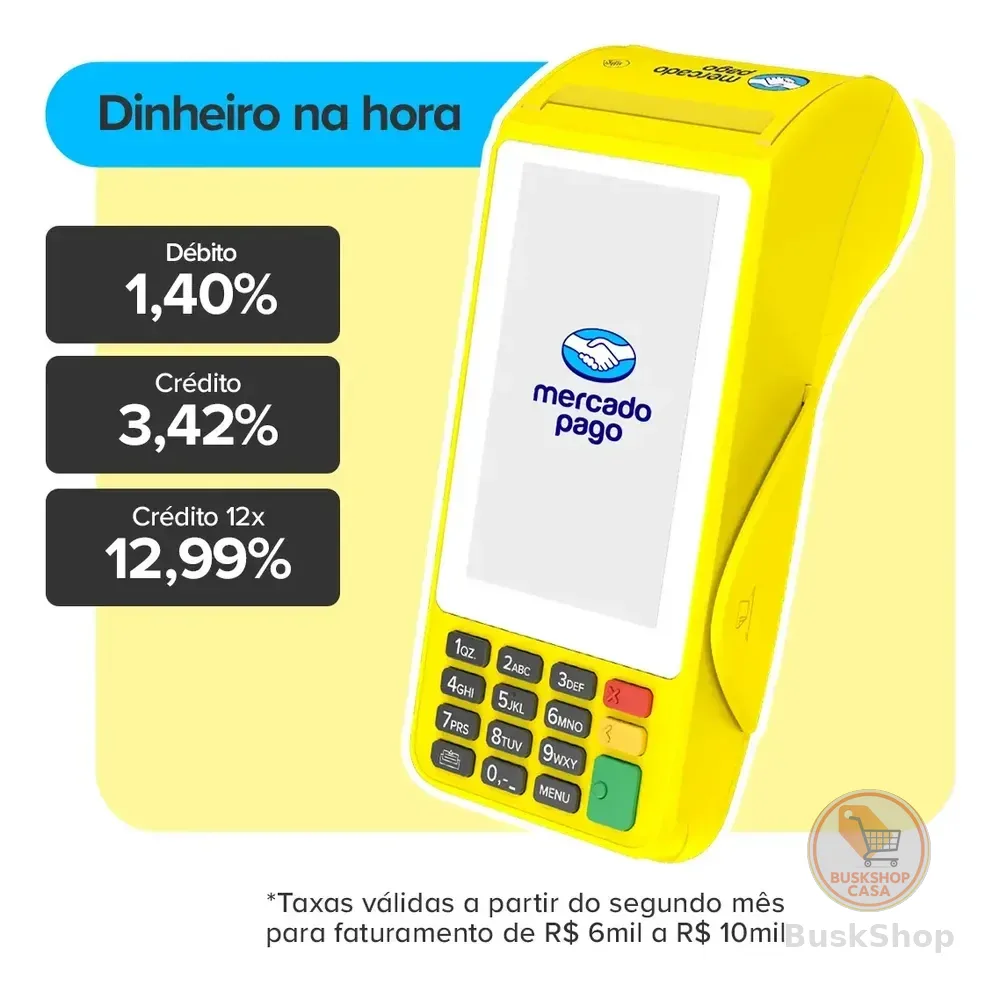 Maquininha De Cartão Pro 3 Mercado Pago Point Amarela Claro 4g/Wifi/Nfc