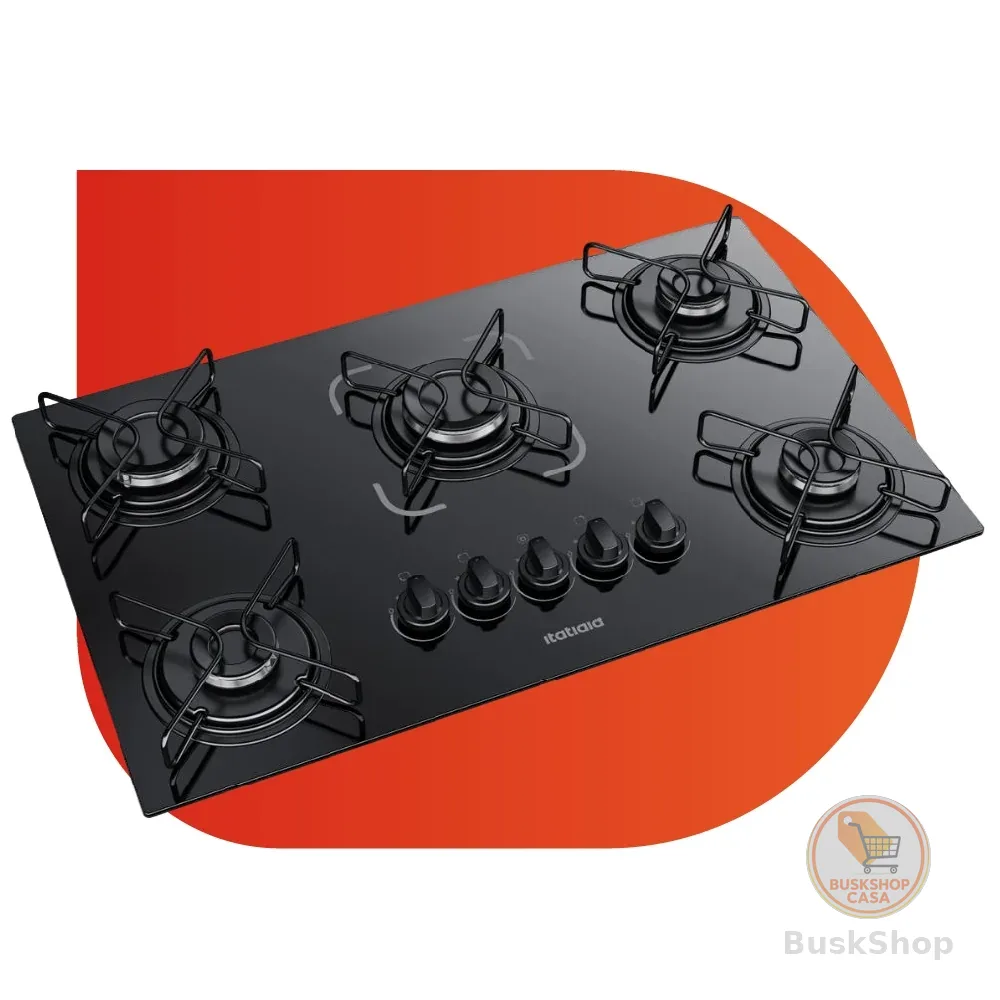 Cooktop Itatiaia Essencial 5 Bocas Mesa Vidro Preto Bivolt