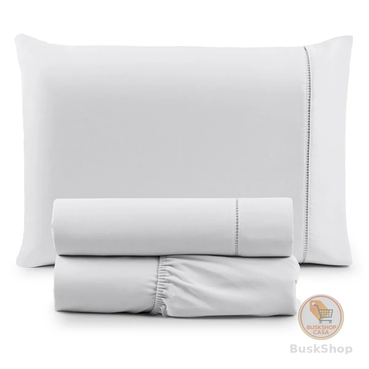 Jogo de Cama Classic Solteiro Percal 400 Fios Ponto Palito 03 Peças, Antiácaro, Anti-pilling com Toque Macio - Branco