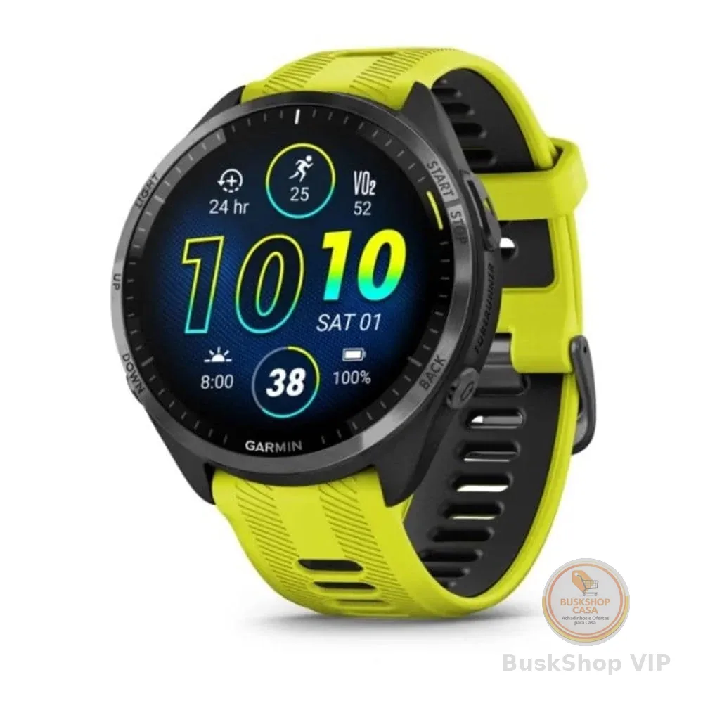 Garmin Relógio Forerunner 965 Amarelo 47mm com Monitor Cardíaco de Pulso e GPS