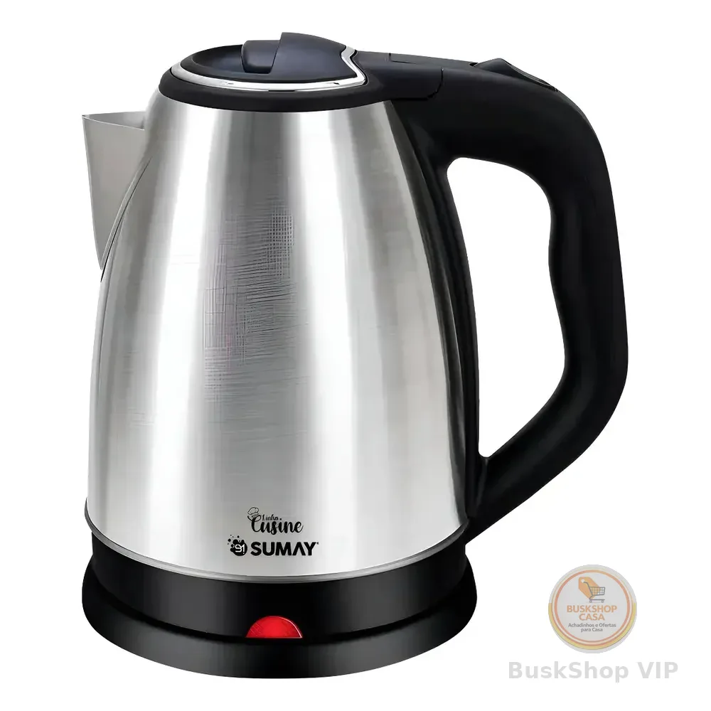 Chaleira Jarra Elétrica Bule 1,8 Litros Aço Escovado 1000w Sumay Cusine Prateado 127v