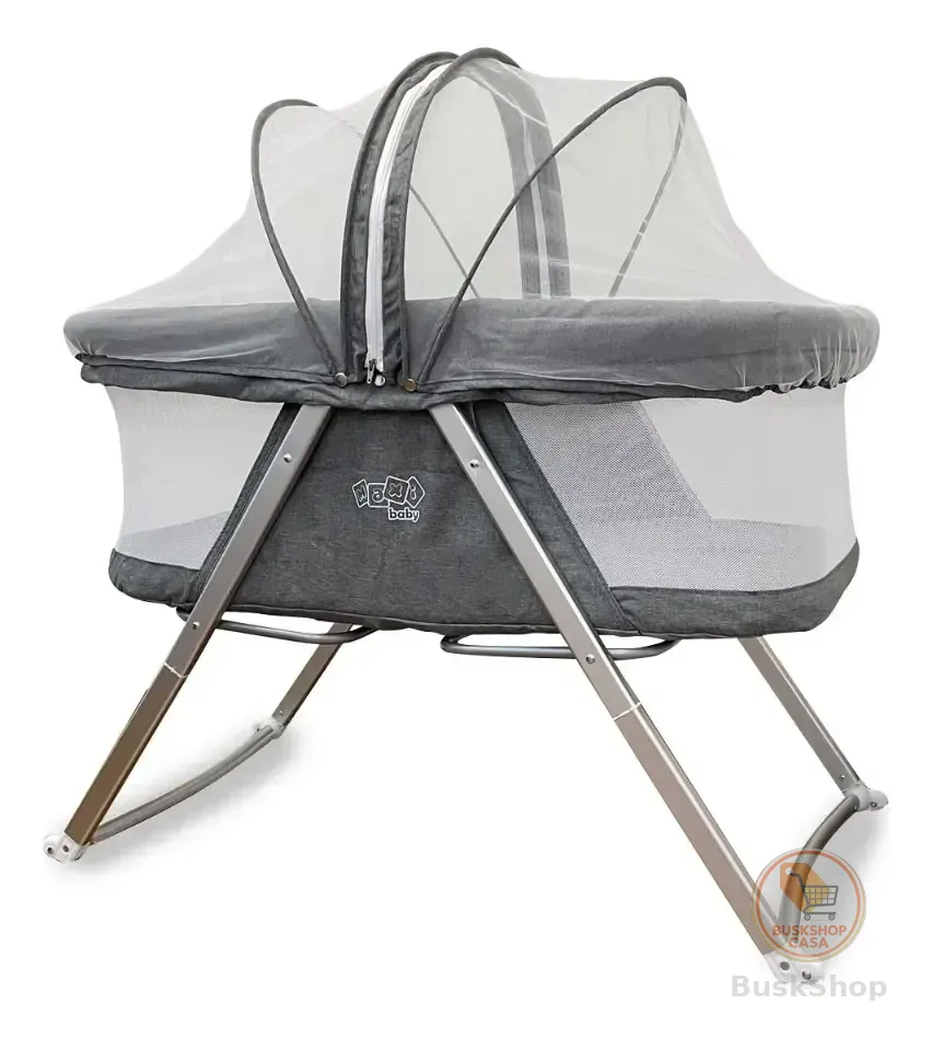 Moisés Berço Portátil Com Balanço Comfy Maxi Baby Até 9kgs Portátil Com Balanço Cinza