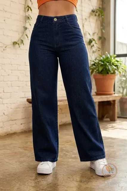 Calça Jeans Feminina Wide Leg Pantalona Cintura Alta Stilger