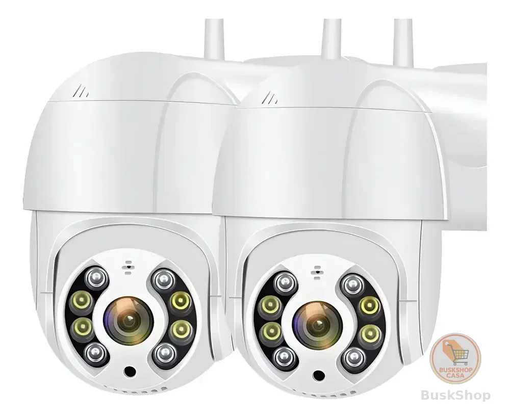 Kit 2 Câmeras de Segurança iCSee A8 PTZ Wi-Fi com Visão Noturna para Exterior e Interior