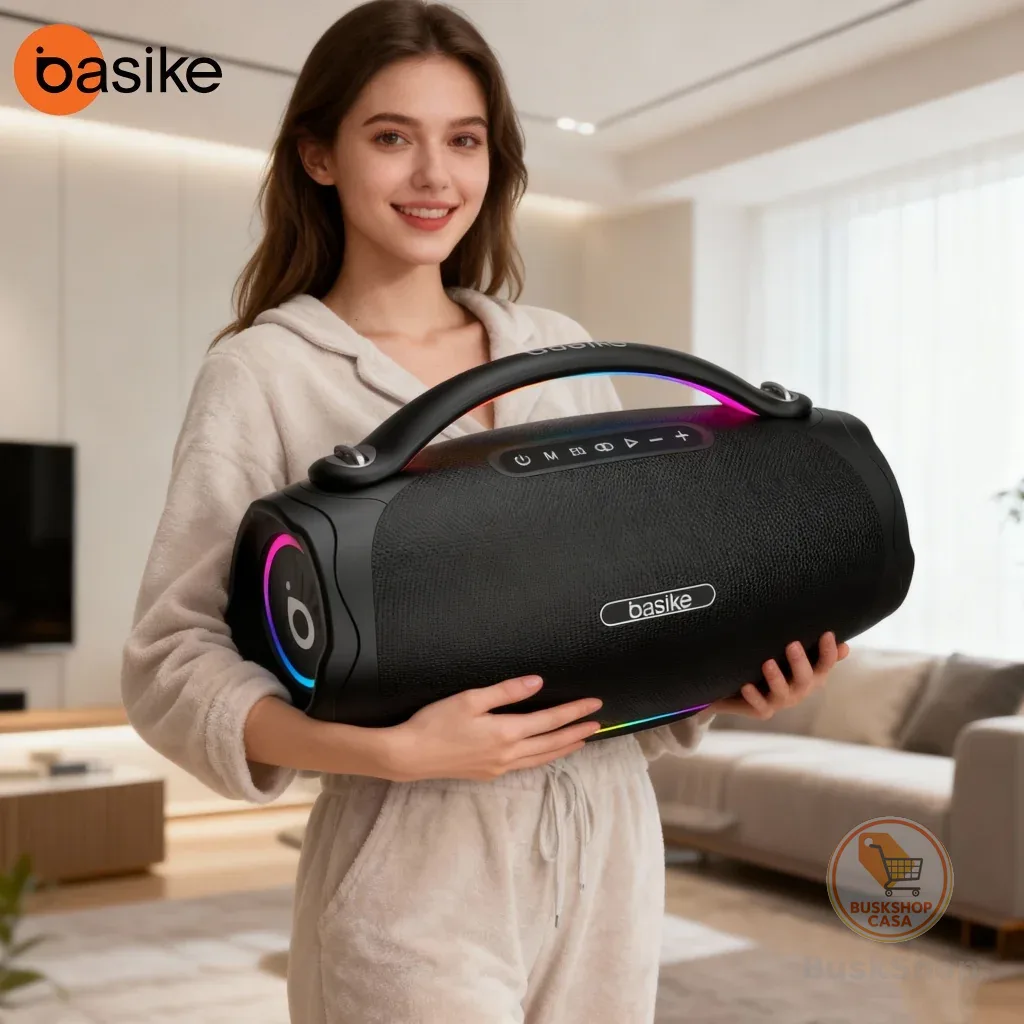 Basike caixa de som bluetooth grande 100W Boombox Plus 10H Portátil Subwoofer Com RGB IPX6 à prova d'água 360° Estéreo