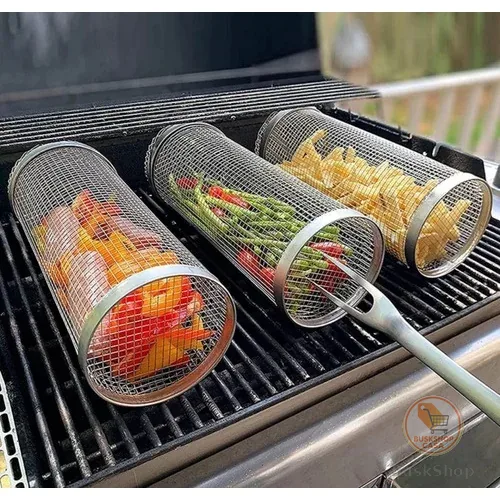 Grelha Cesta Redonda Inox Churrasco Acompanhamentos Sem Cair