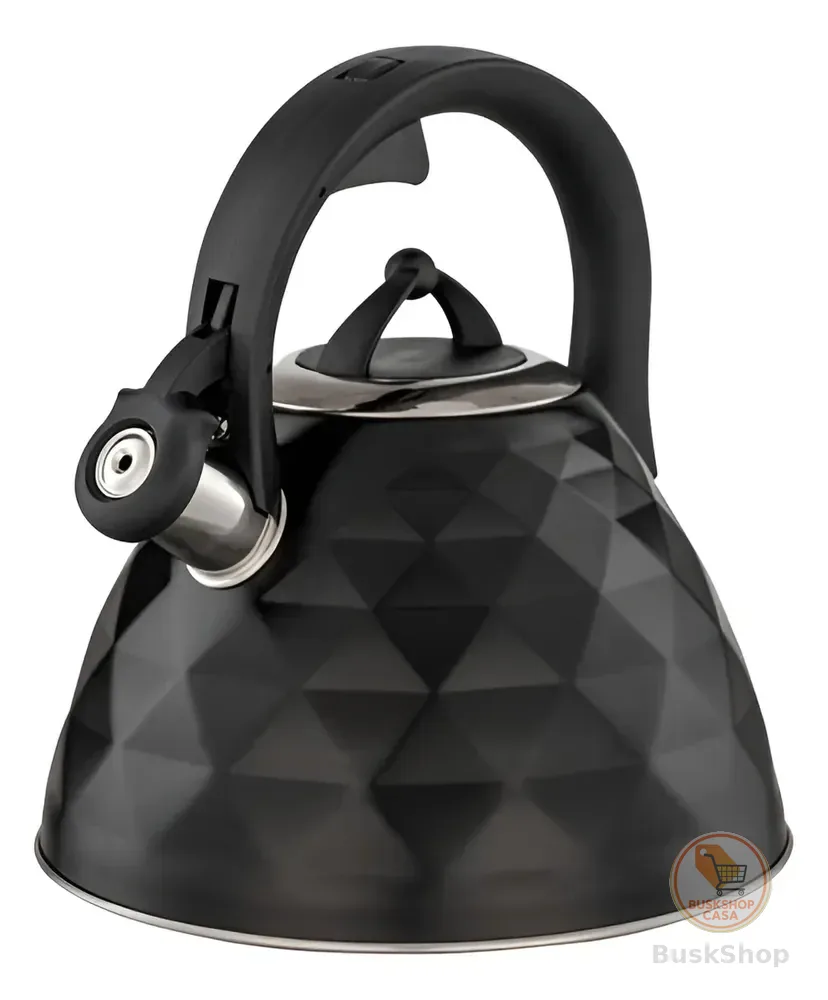 Chaleira de Inox Brinox 3L Black Diamond Com Apito Indução Preta