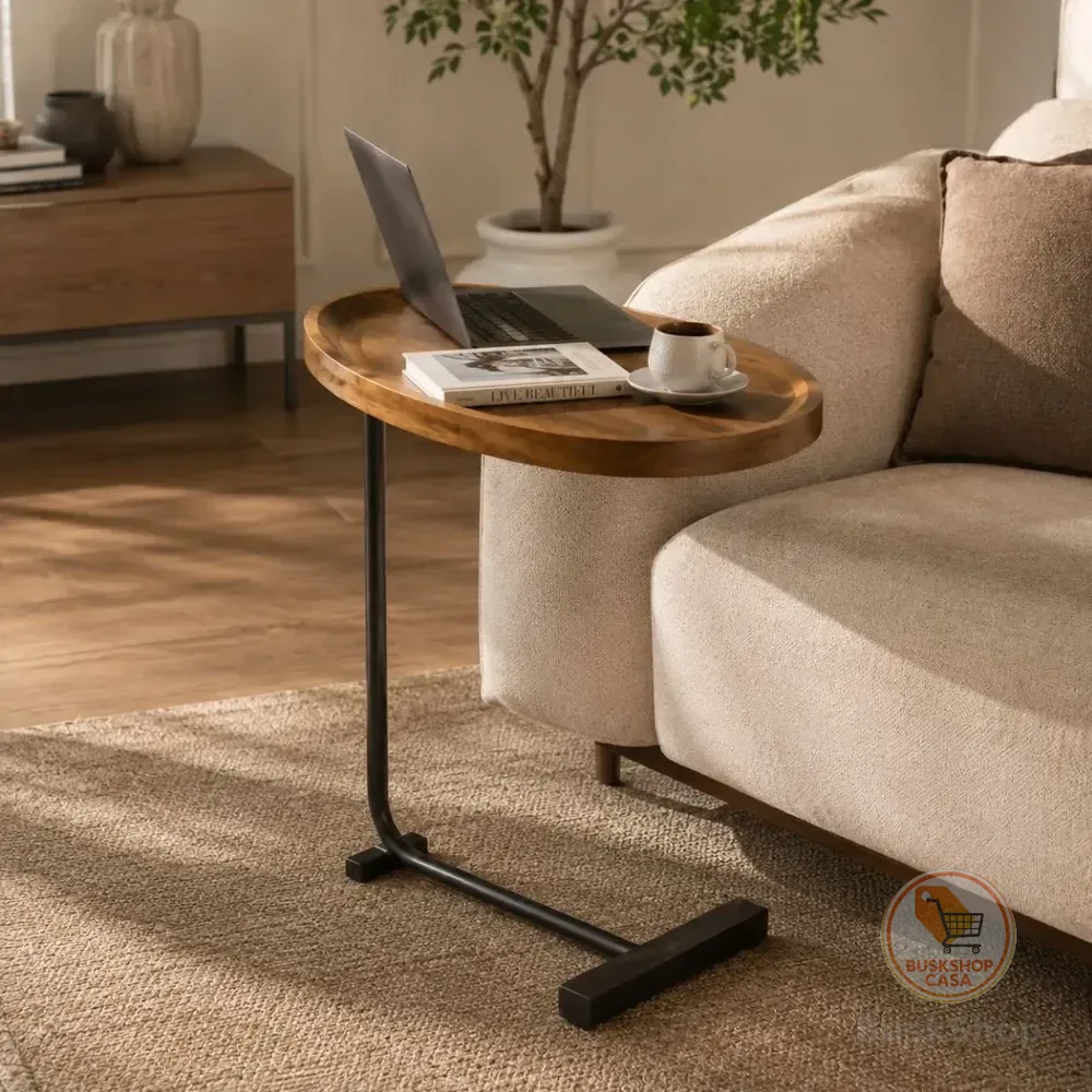 Mesinha Lateral Apoio De Canto Cama Sofá Notebook E Leitura Mesa Oval