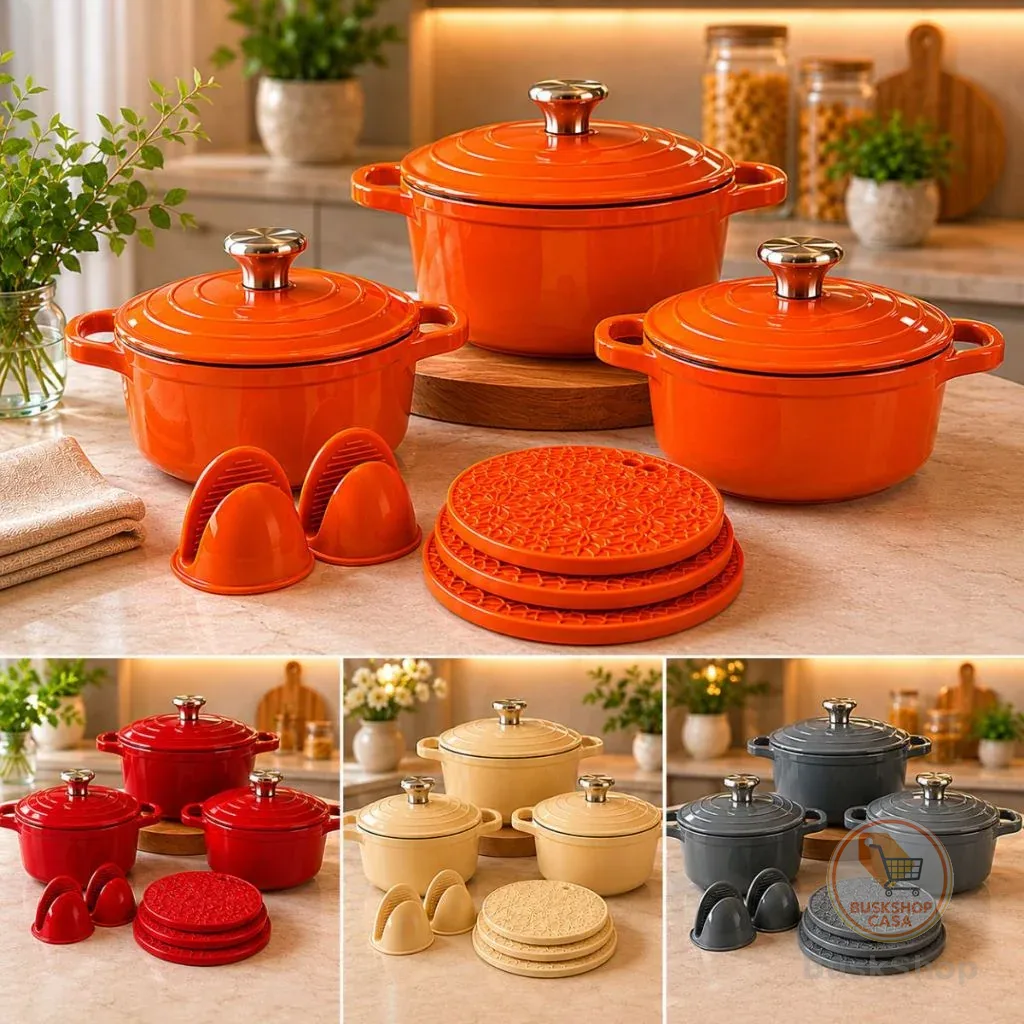 Conjunto Panelas Caçarolas Cerâmica kit 8 Peças Antiaderente Fogão gas Indução vidroceramico premium moderna