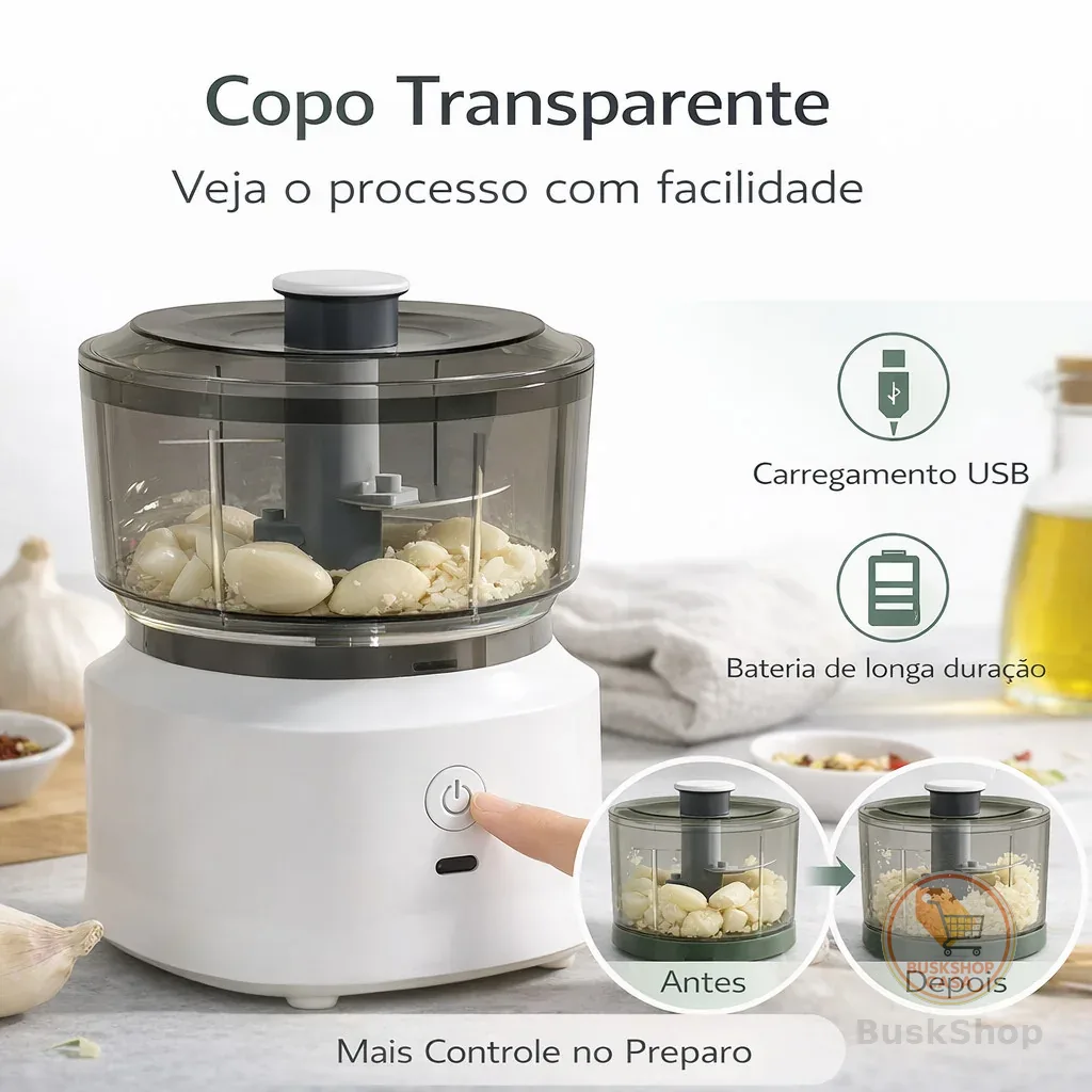 Mini Processador de Alimentos Elétrico Triturador de Carne Alho Cebola Legumes Picador Cozinha Portátil 350ML ANJGG BRA