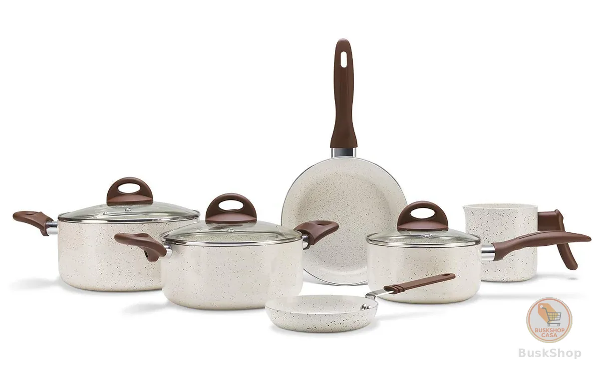 Brinox - Jogo de Panelas Antiaderente Ceramic Life 6 Peças Smart Plus - Vanilla