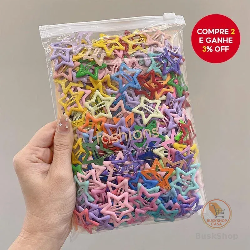 Grampos De Cabelo Com Estrela Colorida Para Meninas , Da Moda , Franja Lateral , Acessórios Infantil , 50 Peças