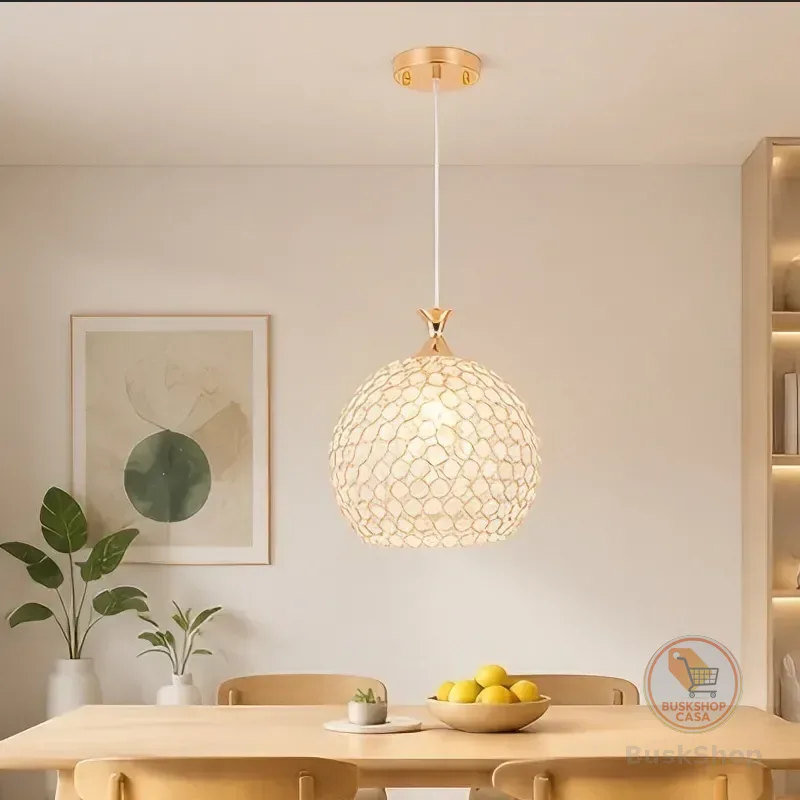 Lustre Pendente De Metal Cristal Bola Cromado Dourado,e27 110v - 220v Dourado