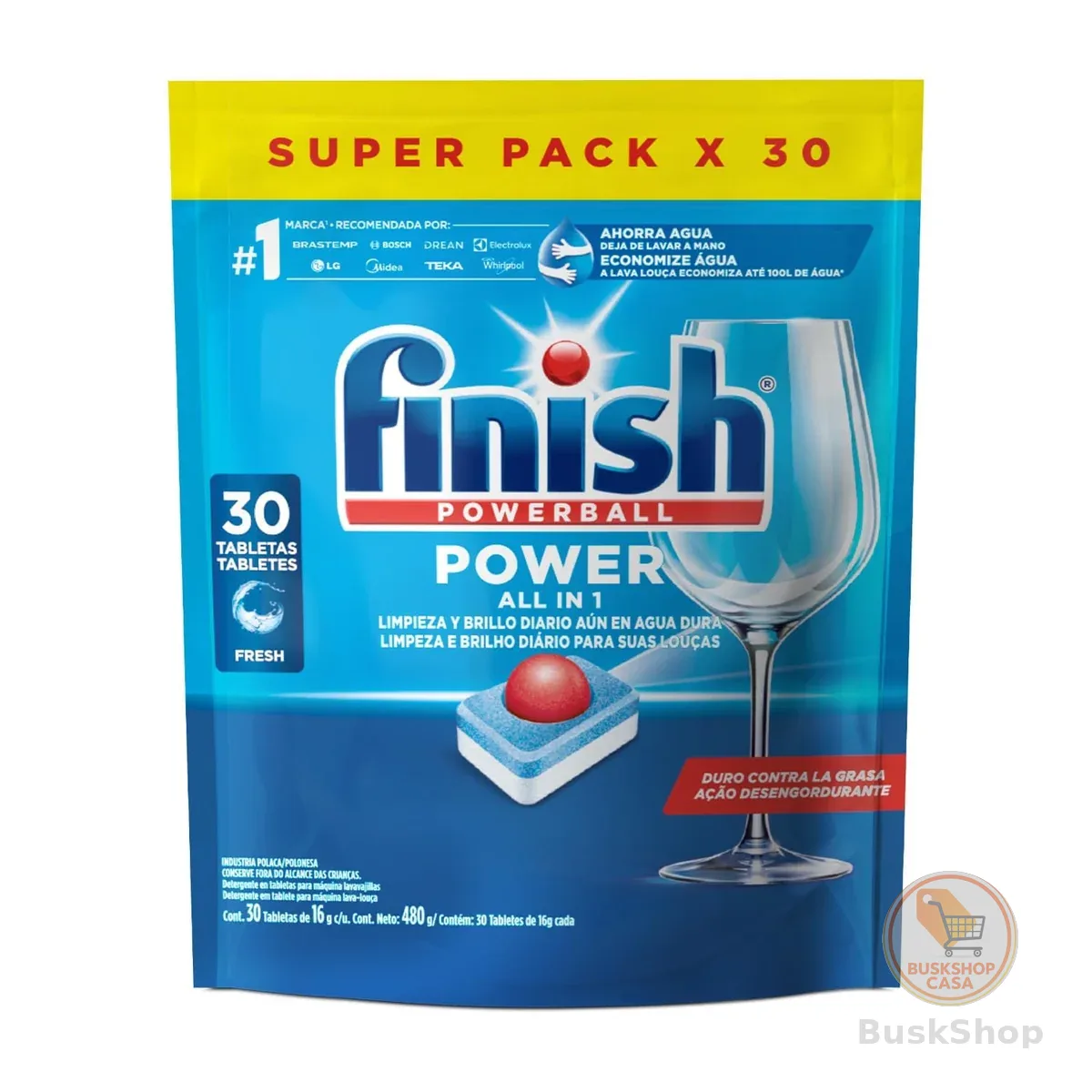 Finish Powerball Detergente para Lava Louças em Tabletes 30 unidades