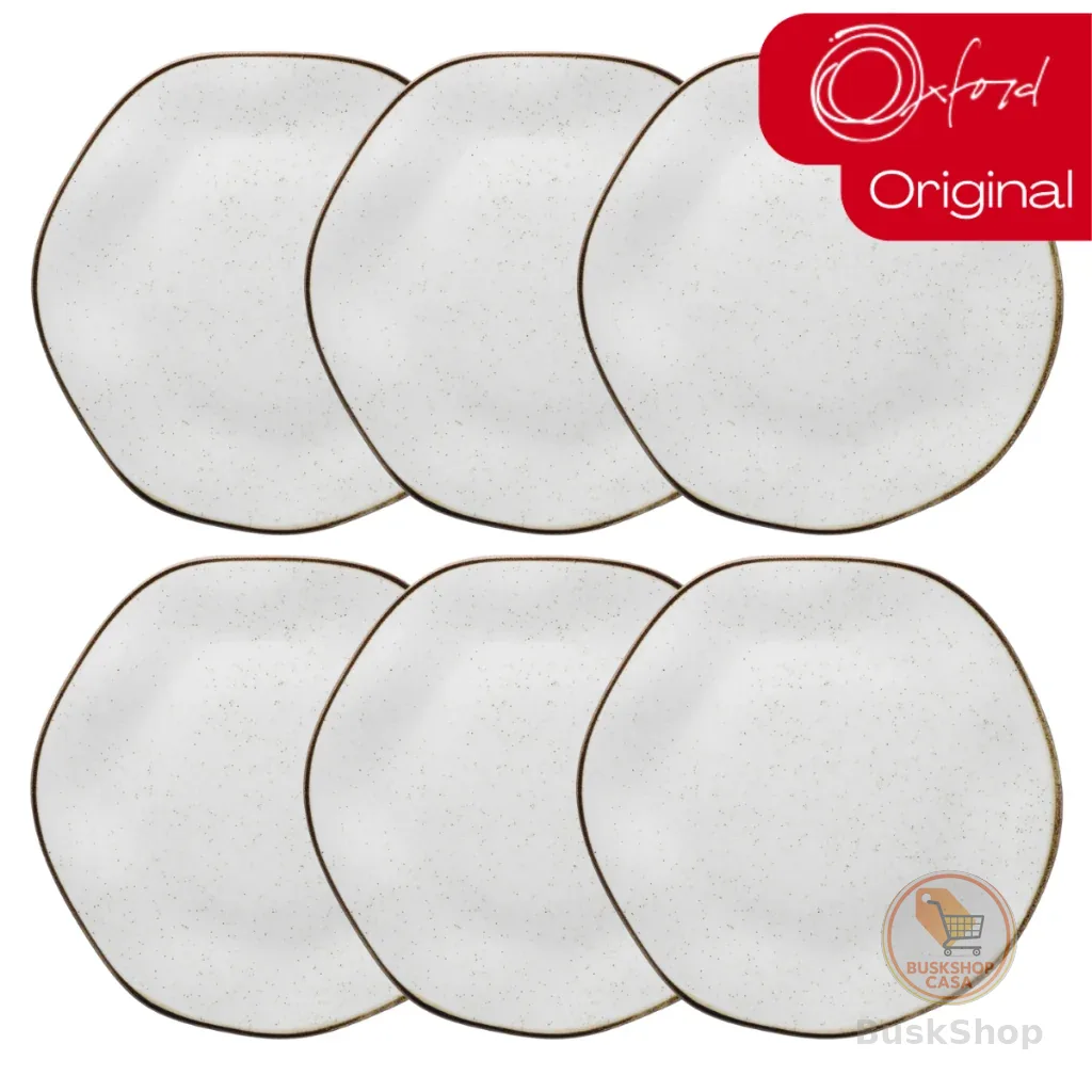 Prato Raso Ryo Maresia Areia 6 Unidades 27,5cm Oxford Porcelanas