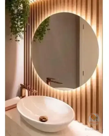 Espelho Redondo 90cm Moderno Decorativo C/led Pilha Quente