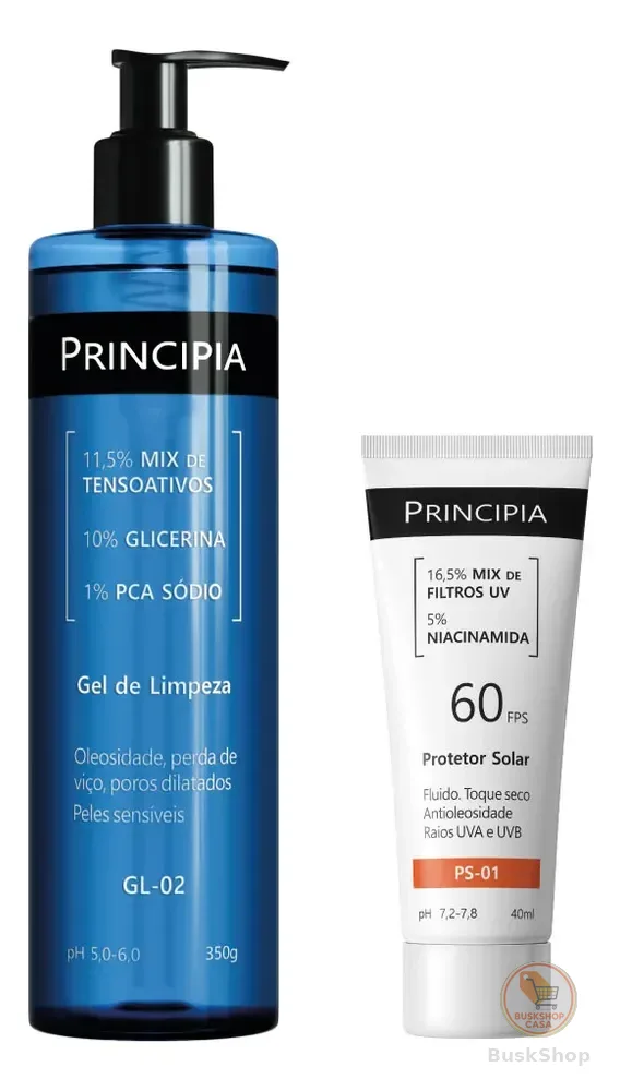 Principia Kit Gel De Limpeza Gl-02 + Protetor Solar Fps 60 Todo Tipo De Pele Dia/noite