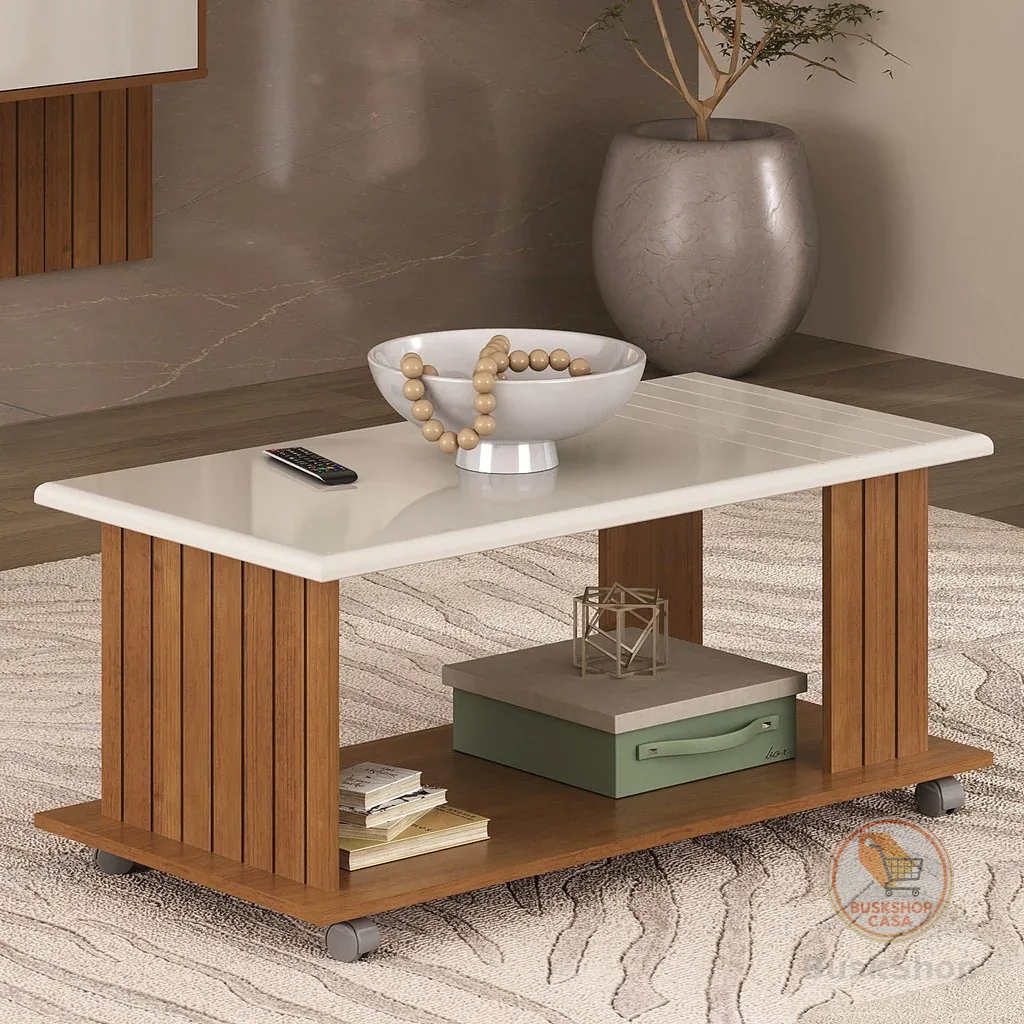 Mesa Centro Retangular Mila Artely Cinamomo/Off White