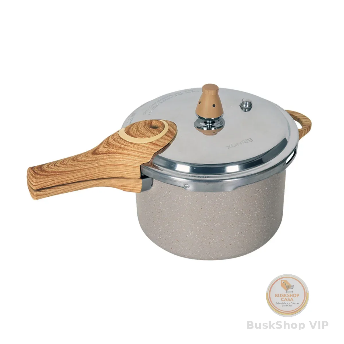 Panela de Pressão Brinox 4,2L Antiaderente Ceramic Life Pressure com Fundo de Indução Areia