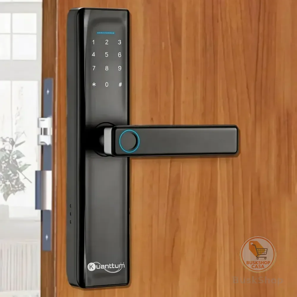 Fechadura Eletronica Digital Com Biometria Senha Kuantttum Delta Pro Preto