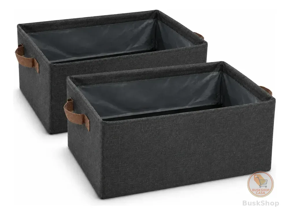 2 Caixas Organizadora De Guarda Roupa Cesto Gaveta Dobrável Cinza-escuro Lisa