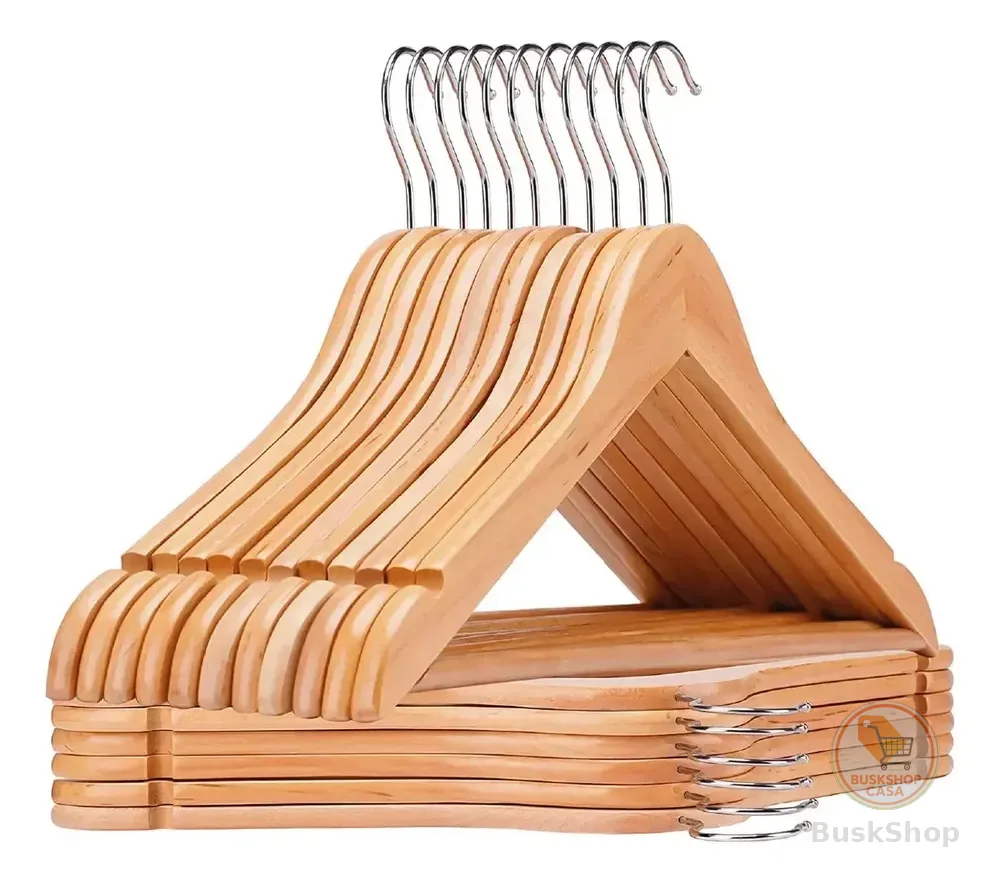 Kit 20 Cabide De Madeira Marfim Organizador Closet Suporte antiderrapantes padronização guarda roupa