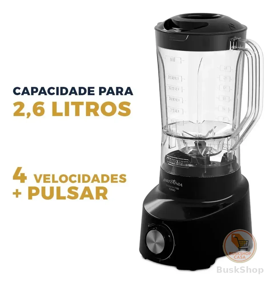 Liquidificador Britânia 2.6l Diamante 1100 Preto