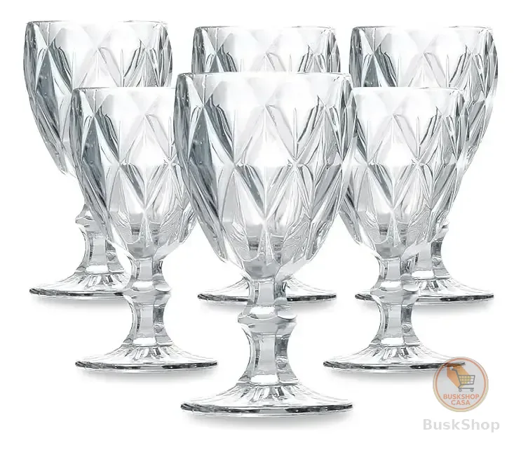 Conjunto de Taças de Vidro 340ml Diamond Line - 6 Peças Transparente