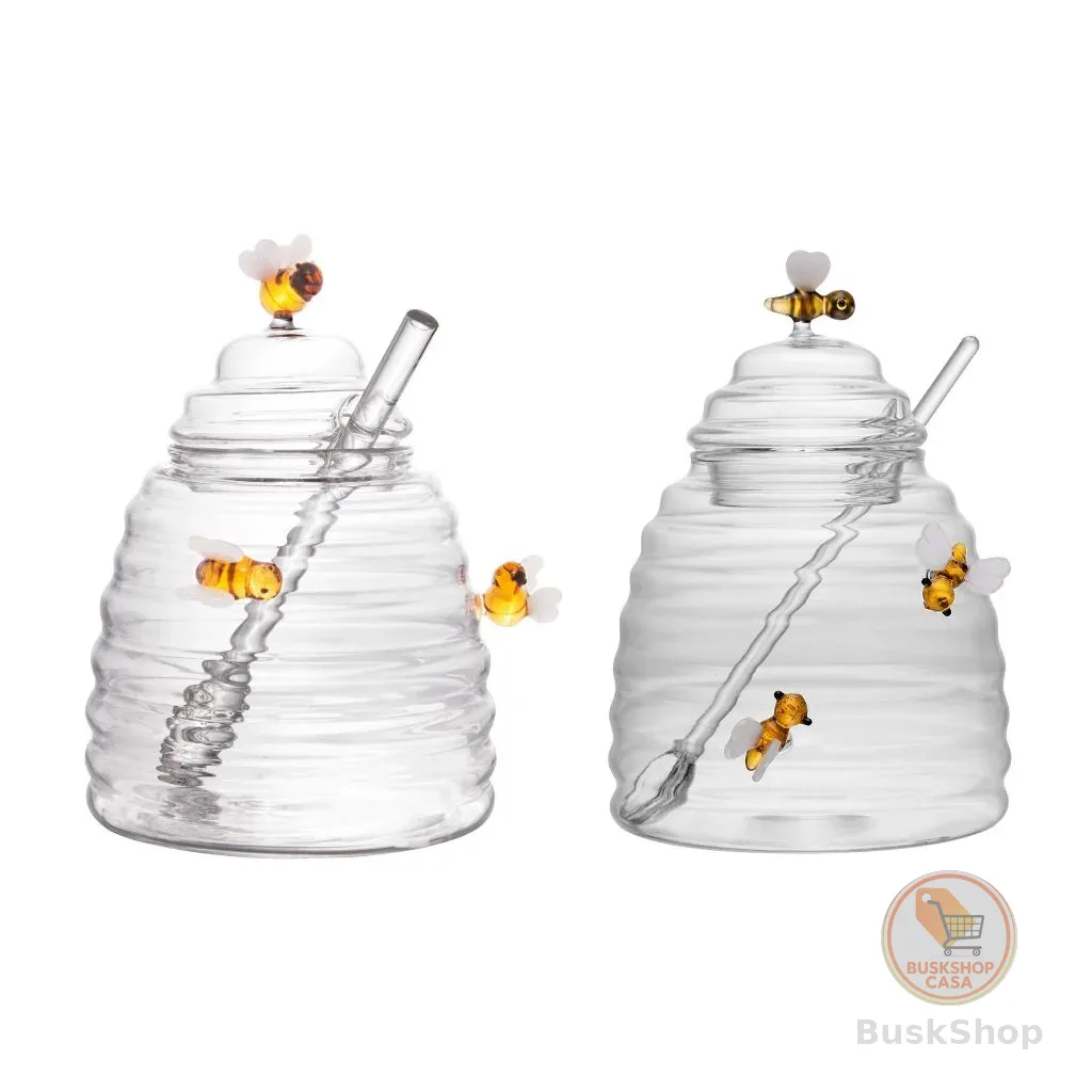 Conjunto de Xícaras Café e Chá, Açucareiro e Meleira de Vidro Borossilicato Lovely Bee 500ml – Lyor