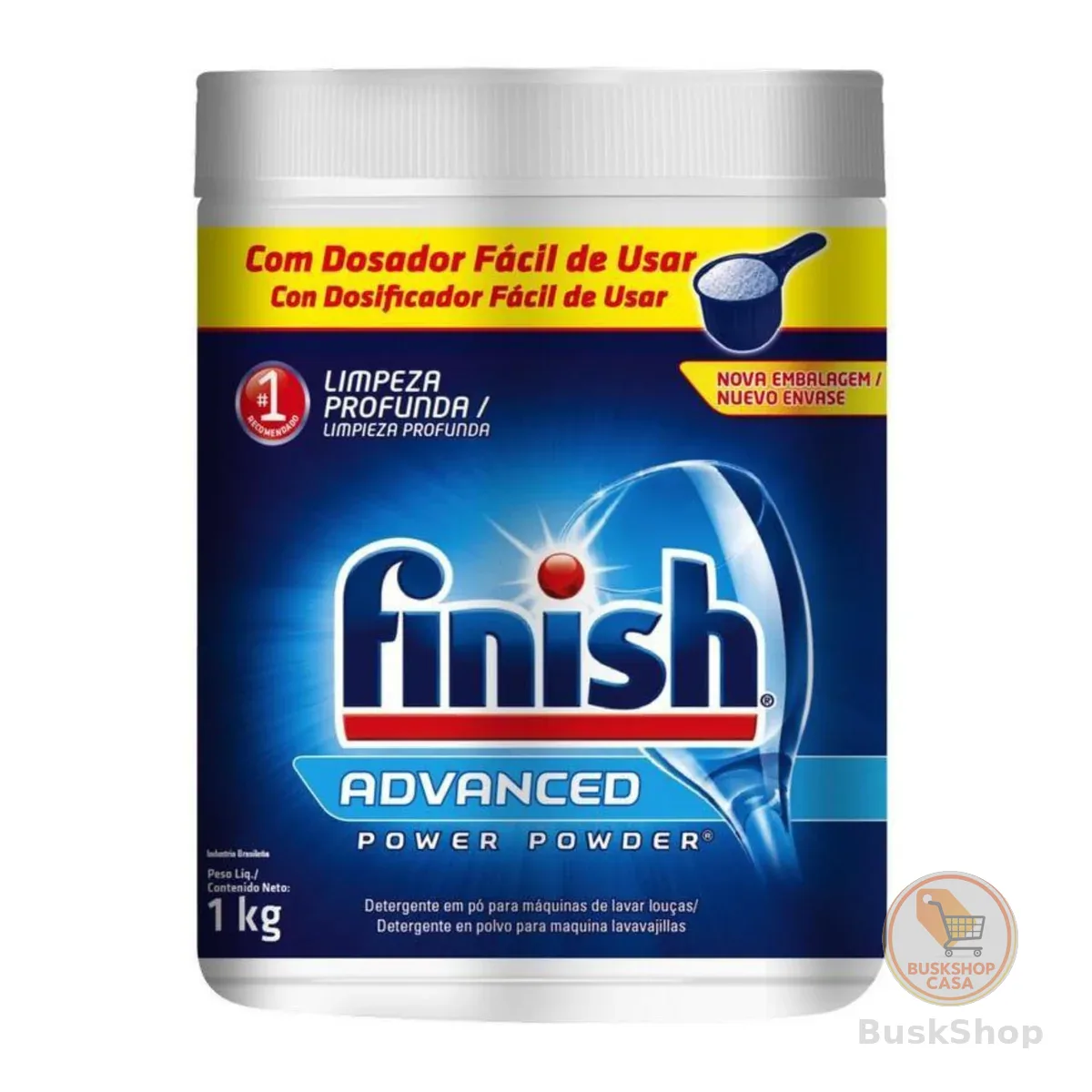 Finish Advanced Detergente para Lava Louças em Pó, Sabão Limpeza Profunda, 1kg