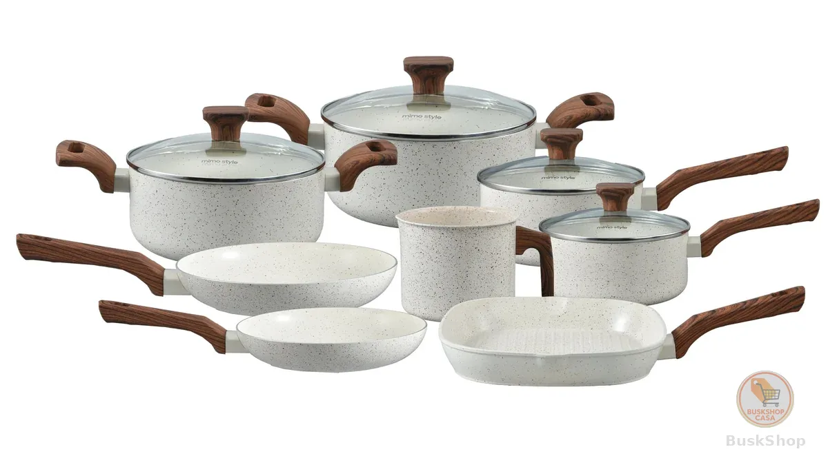 Mimo Style, Conjunto de 8 Panelas Pratic Cook Marmol Compatível com Fogão por Indução