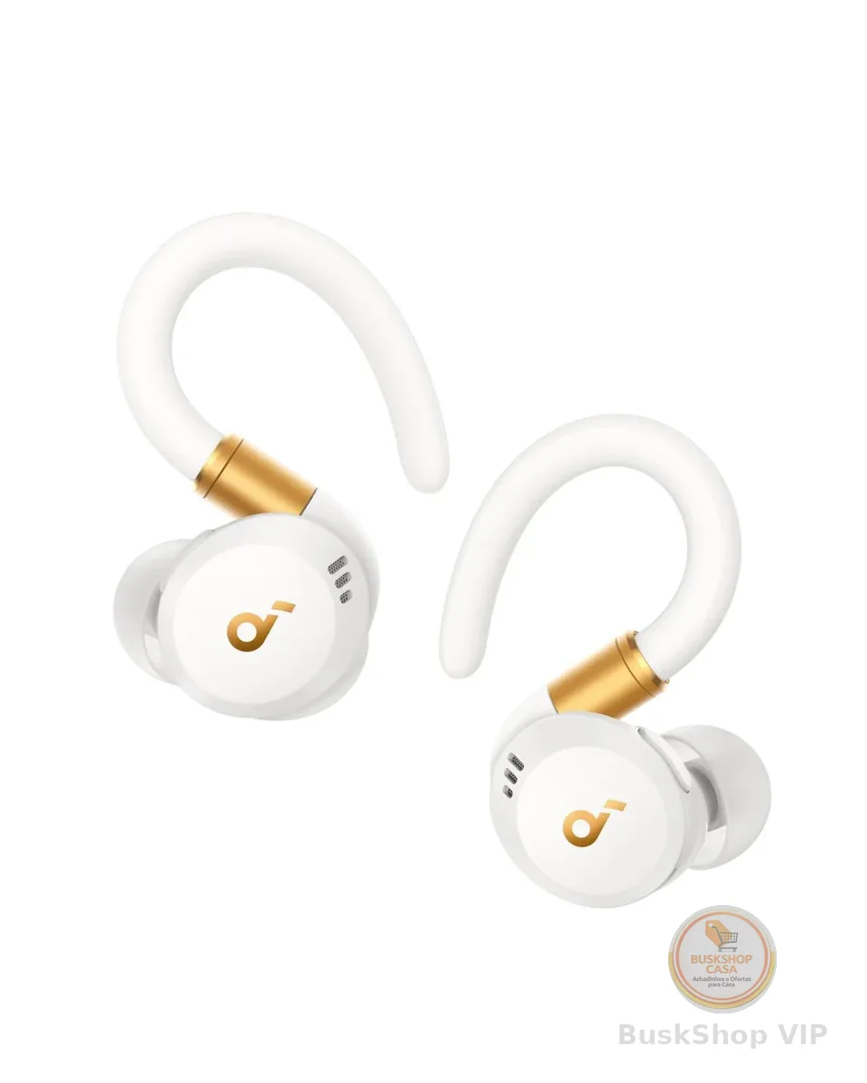 Soundcore Sport X20 da Anker Fone de Ouvido Bluetooth 5.3 Sem Fio para Treinos, Ganchos Ajustáveis, Graves Intensos, IP68, À Prova de Suor e Poeira, 48H de Reprodução, Fones para Academia, Branco