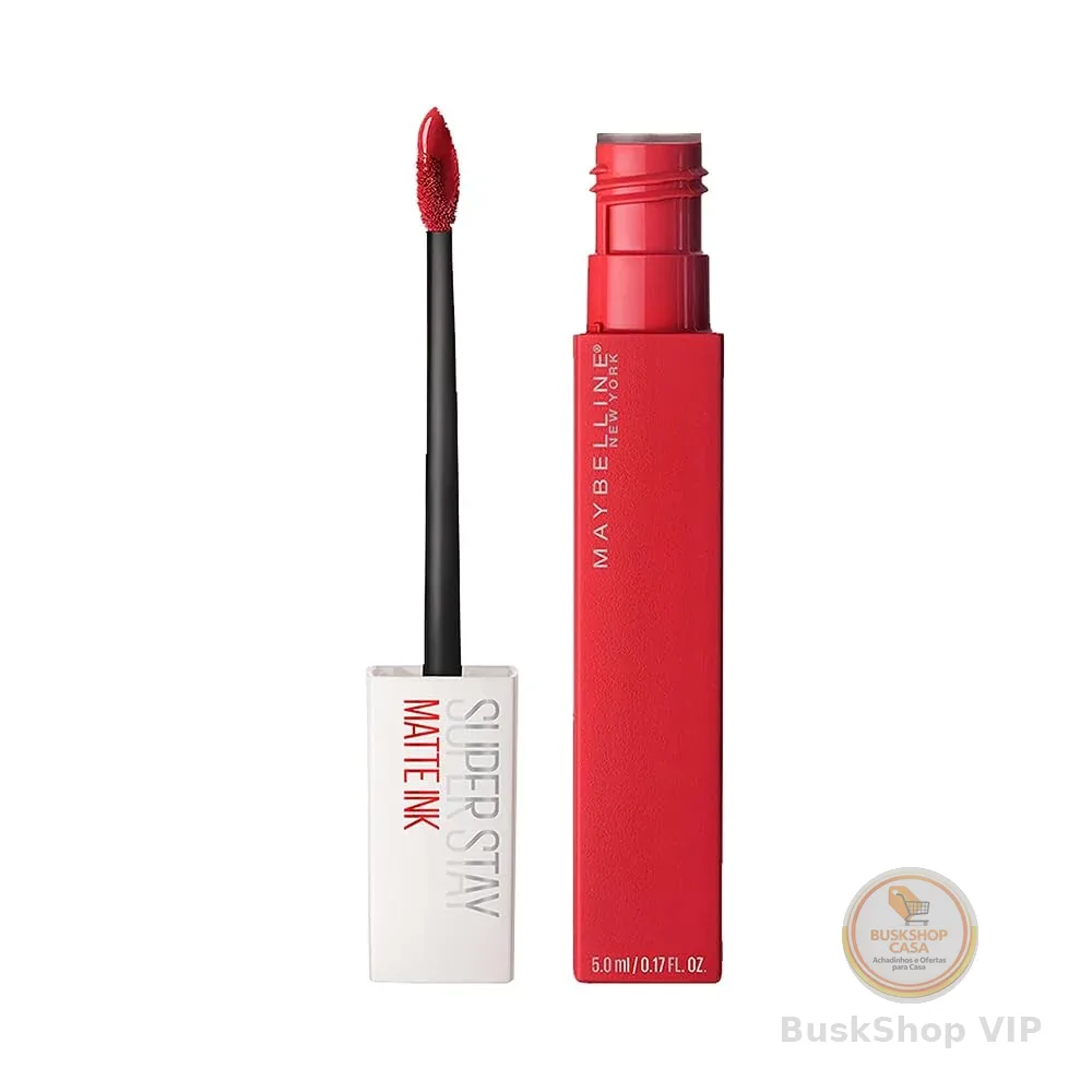 Maybelline SuperStay Matte Ink Batom Líquido Matte Longa Duração 16H com Aplicador Preciso, Não Transfere e Cor Intensa, Acabamento Matte Confortável, Cor 20 Pioneer Vermelho Clássico, 5ml