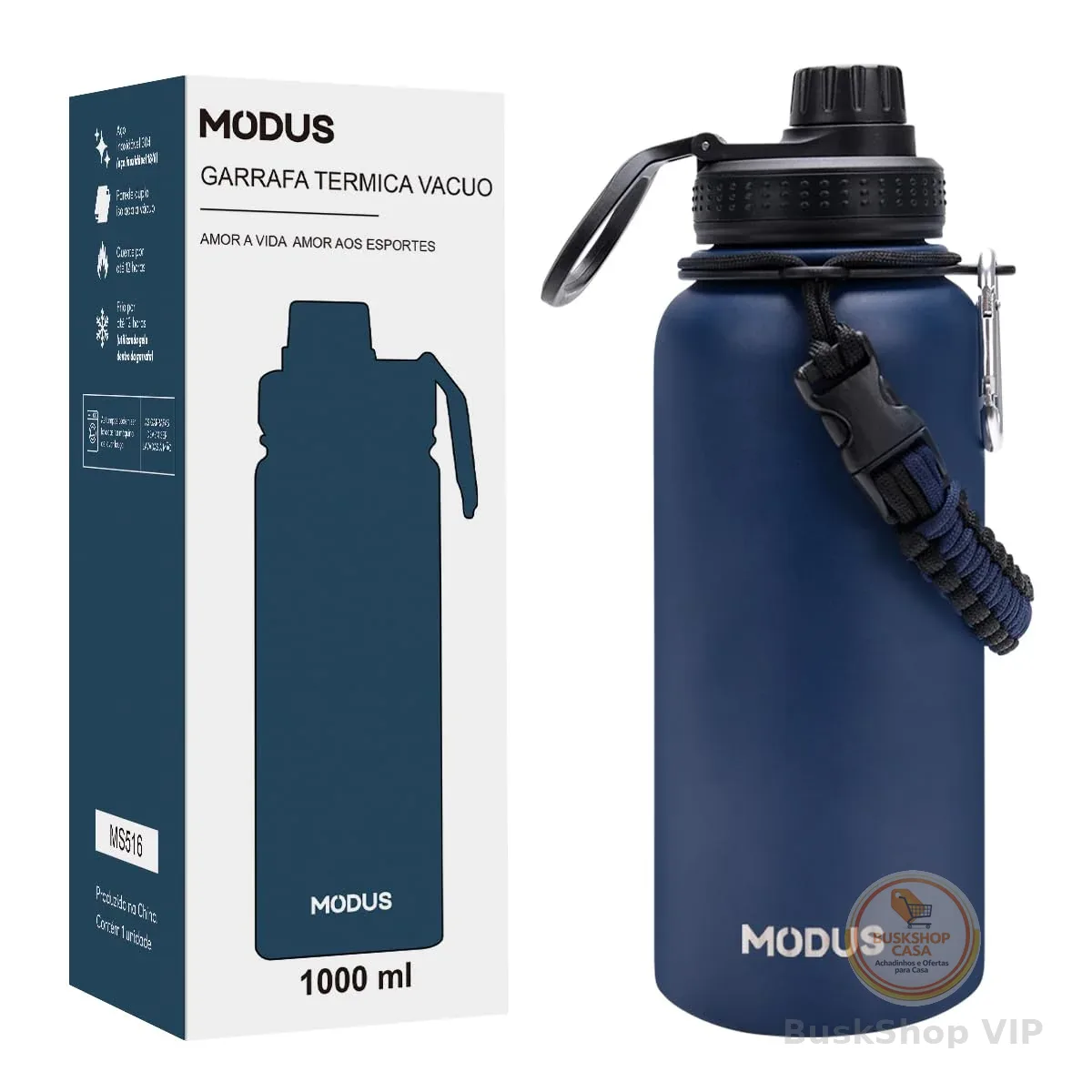 MODUS Garrafa Térmica Esportiva De Aço Inoxidável Com Isolamento A Vácuo De 950ML (Azul)