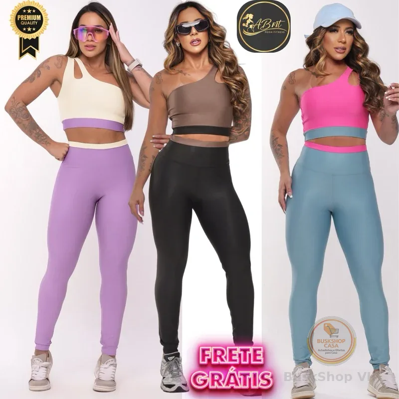 Conjunto Fitness Roupa de Academia Feminina Top e Calça Suplex Premium Zero Transparência