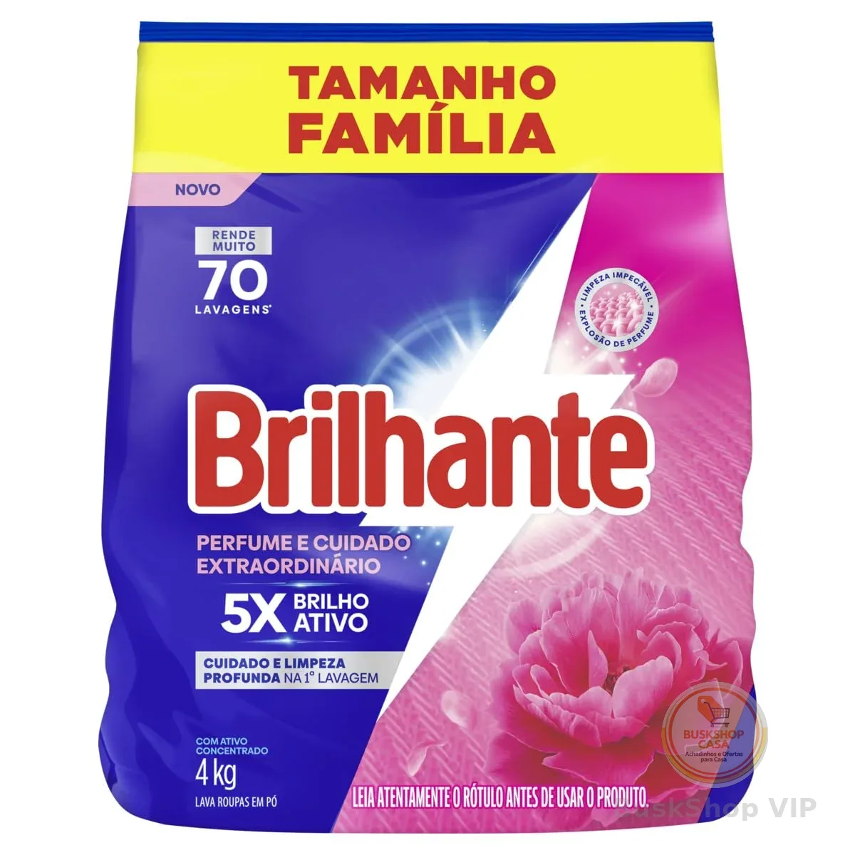 Brilhante Lava-Roupas em Pó Perfume e Cuidado Extraordinário Pacote 4kg