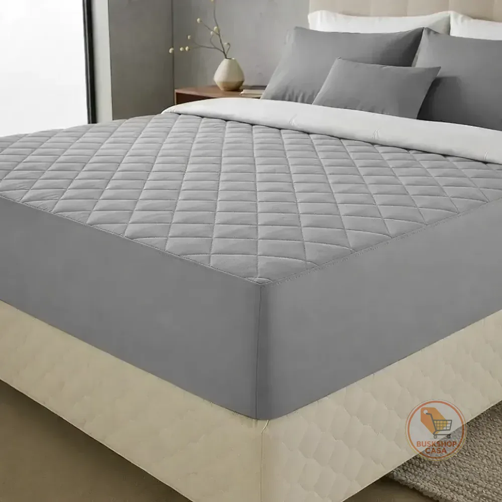 Protetor Colchão Cama Impermeável Matelado Premium Conforto Cinza Liso King