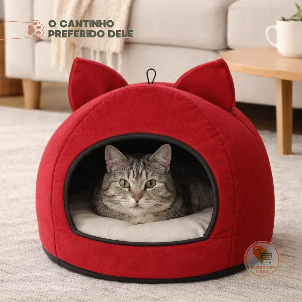 Toca-Gato - Caminha Toca para Gatos em Veludo com Almofada - Macia e Quentinha