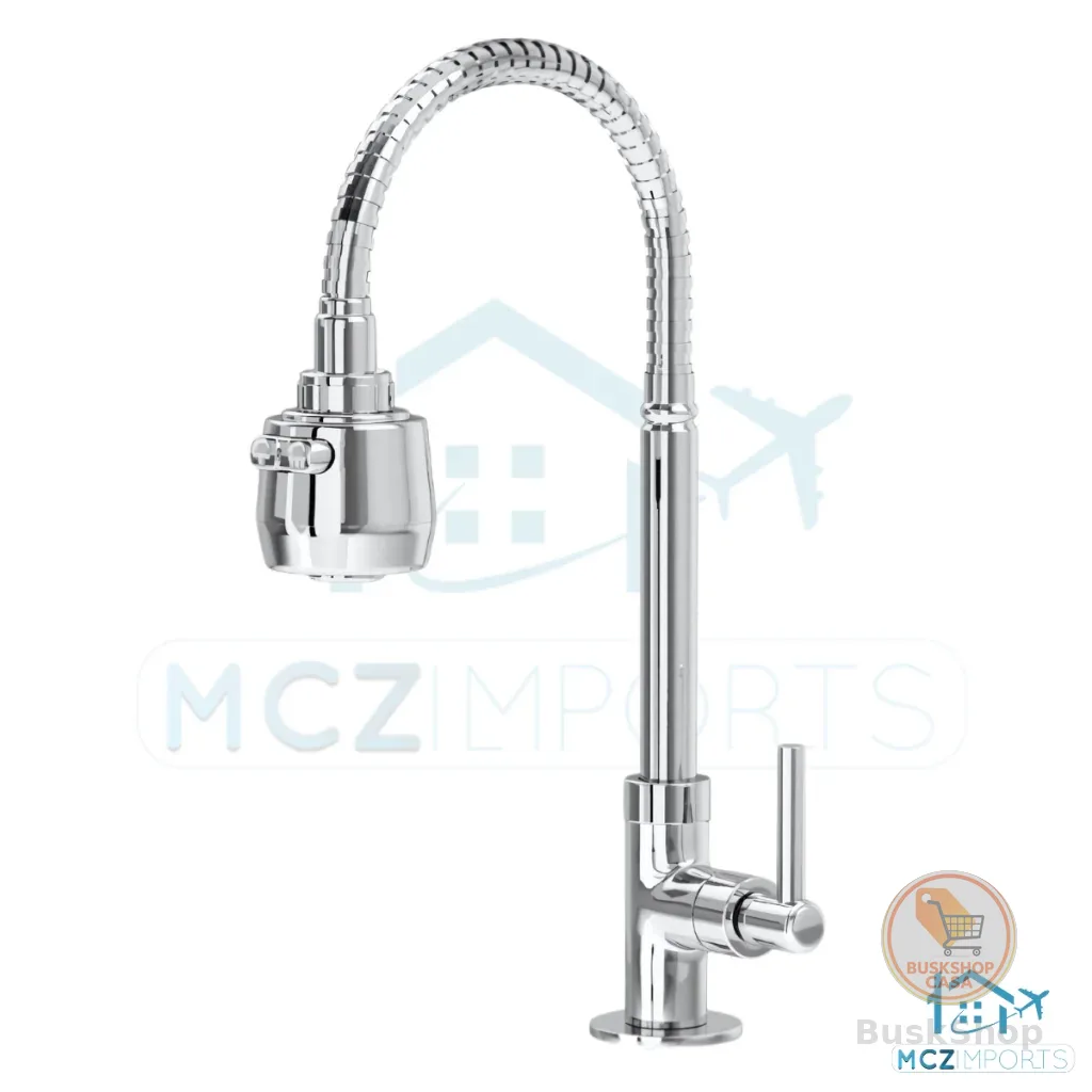 Torneira Gourmet Cozinha Mesa Bancada Pia Flexível Cromada Metal Abs Inox Cromada